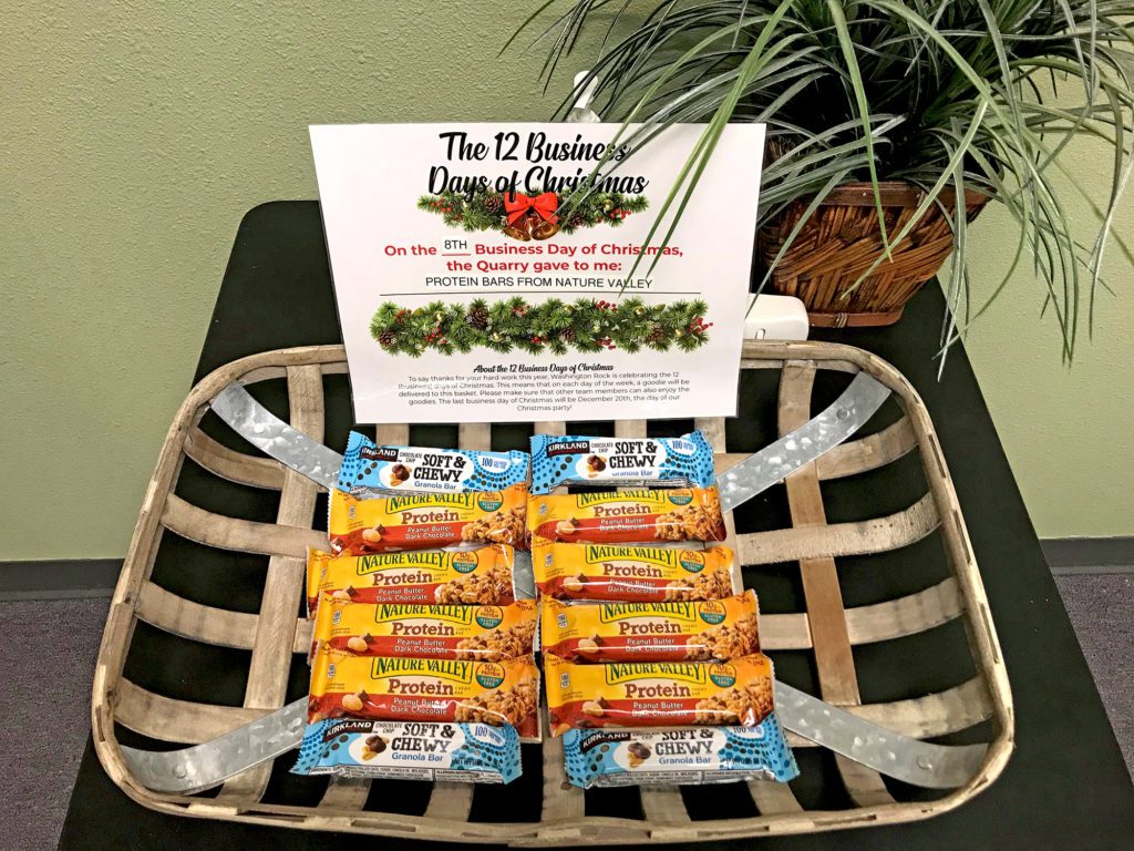 basket filled with protein bars