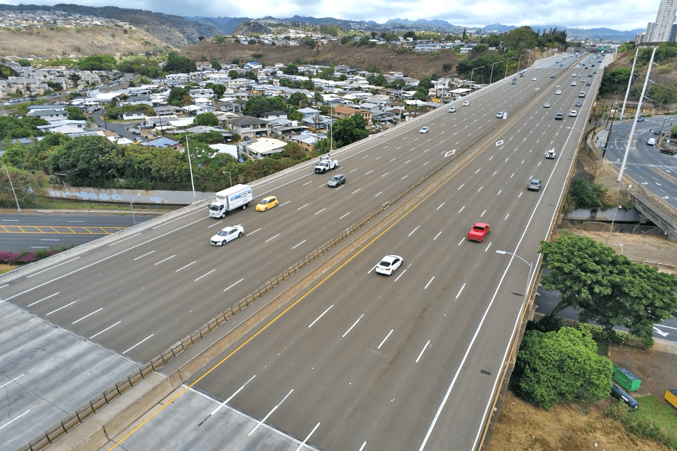 dark brown strip of freeway