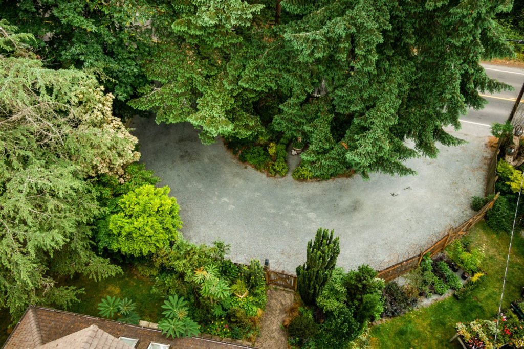 aerial view of a gravel driveway