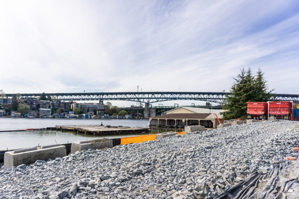 construction area of a shoreline