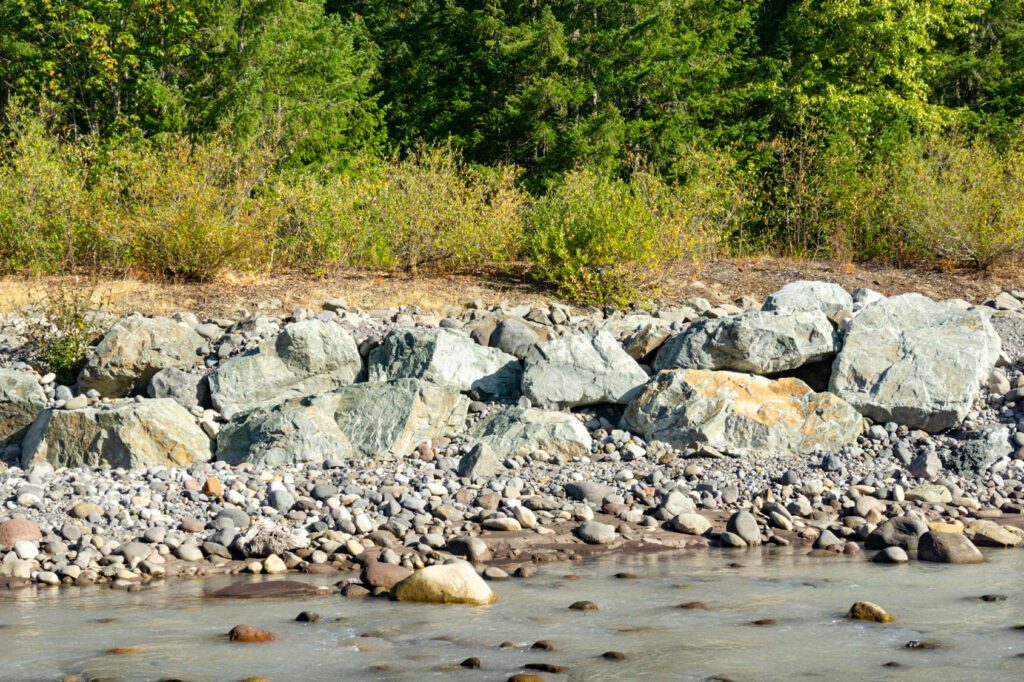 levee rock next to a river channel