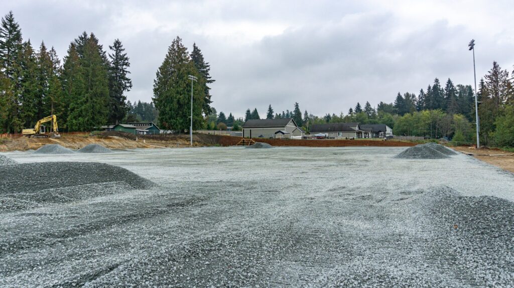 gravel base for a synthetic turf field