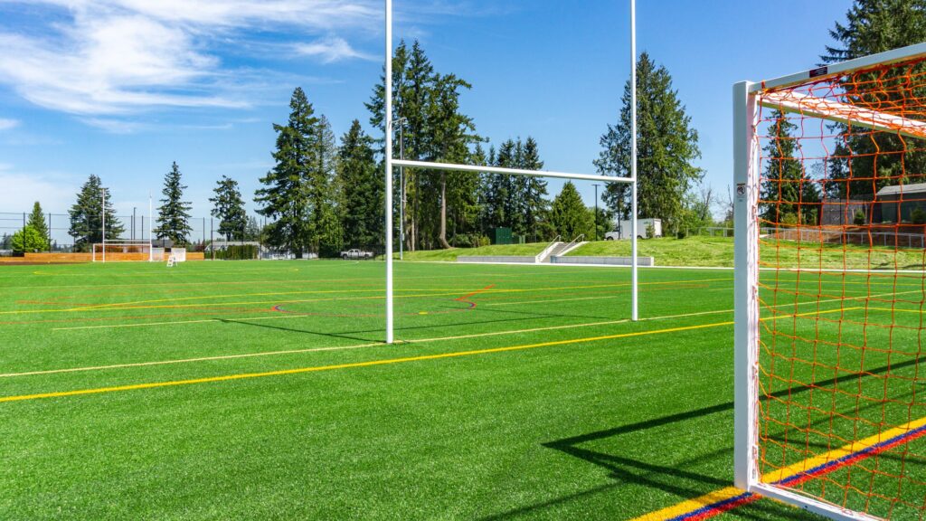 synthetic turf field with football endzone